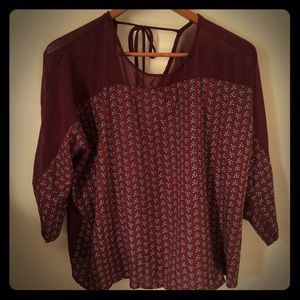 Maurice’s XL Dark red pattern top, NWT